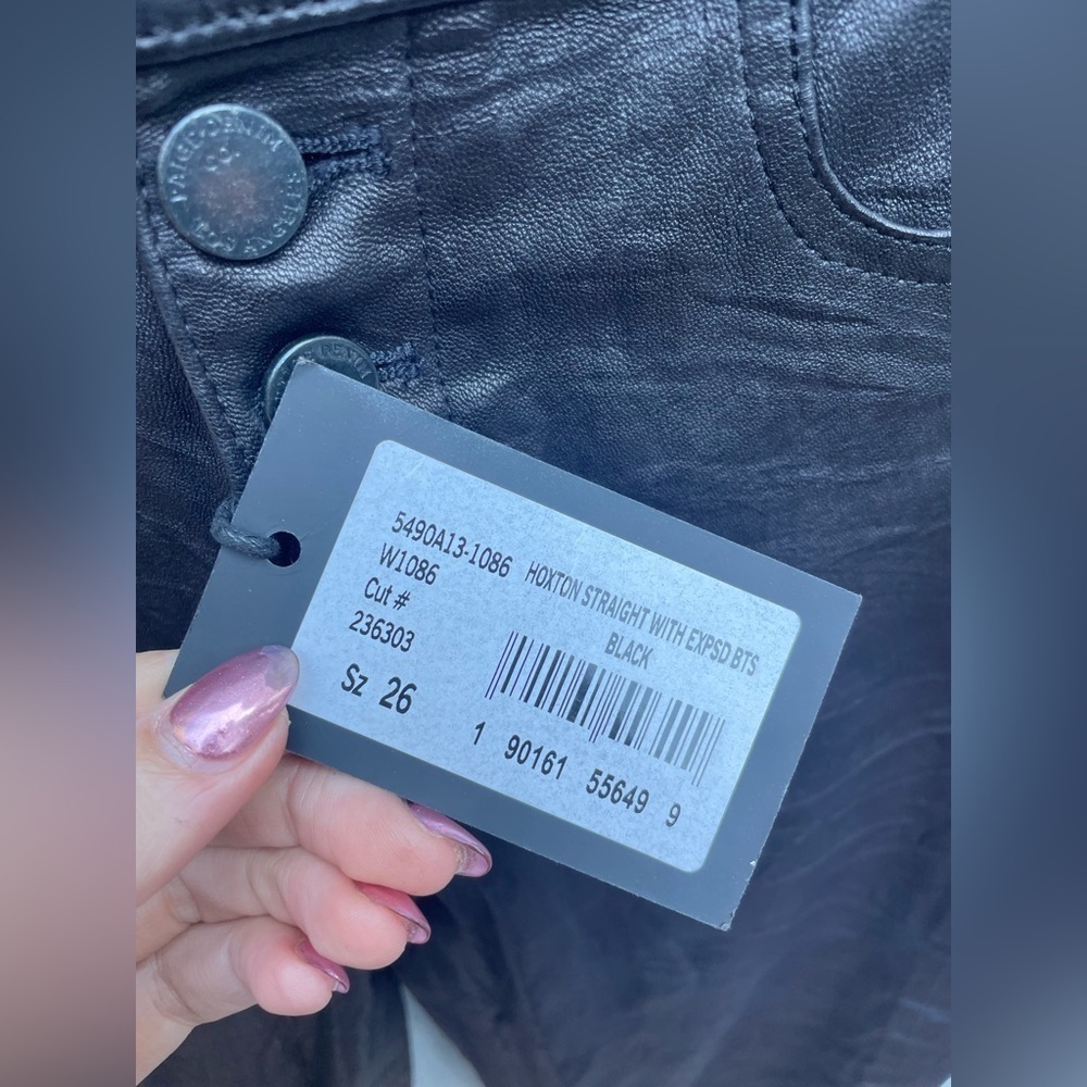 PAIGE Hoxton straight with expsd bts black Lambs Leather New with Tags! - Picture 5 of 7